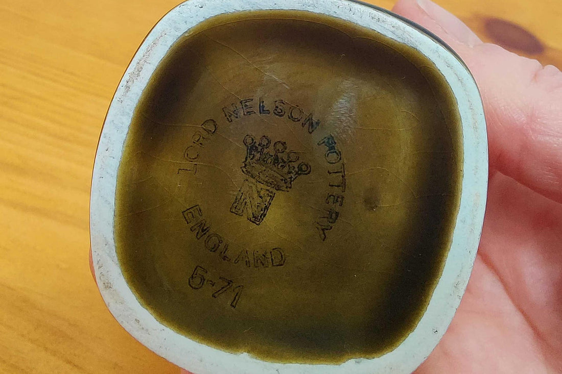 Base of a Lord Nelson Pottery vase showing the crowned backstamp and England mark