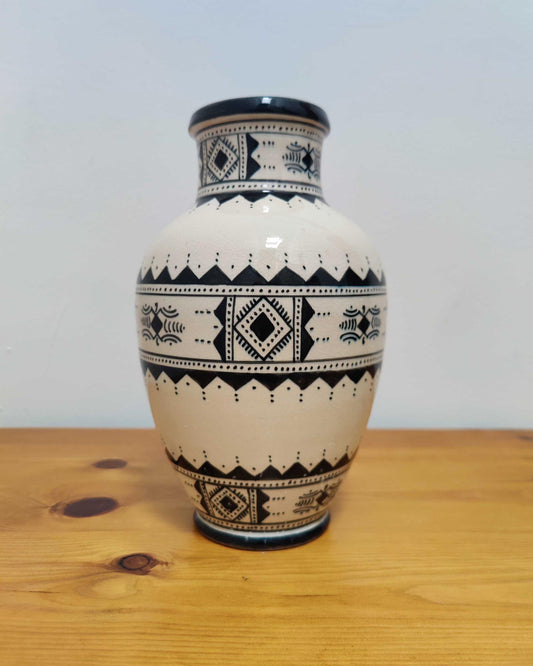 Vintage Safi Moroccan Pottery Vase - Berber Geometric Decoration c.1960