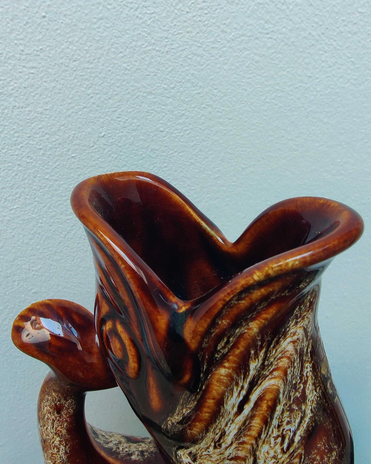 Fosters Studio Pottery Gurgle Fish Jug - Treacle Glaze, Cornwall, England c.1970
