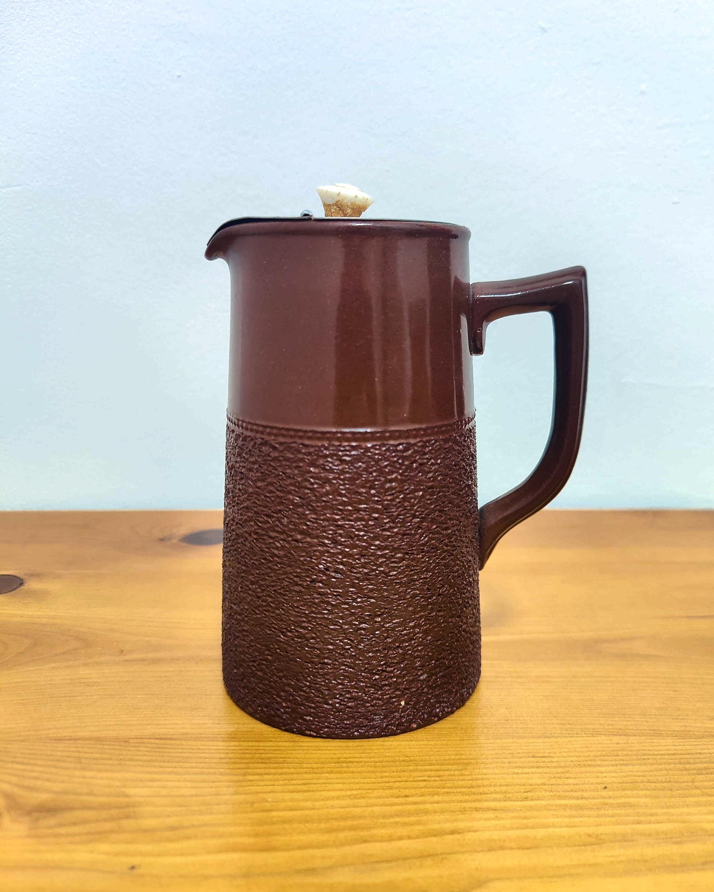 Gibsons & Sons - Stoneware Coffee Pot with Metal Flip Lid, Burslem c.1920