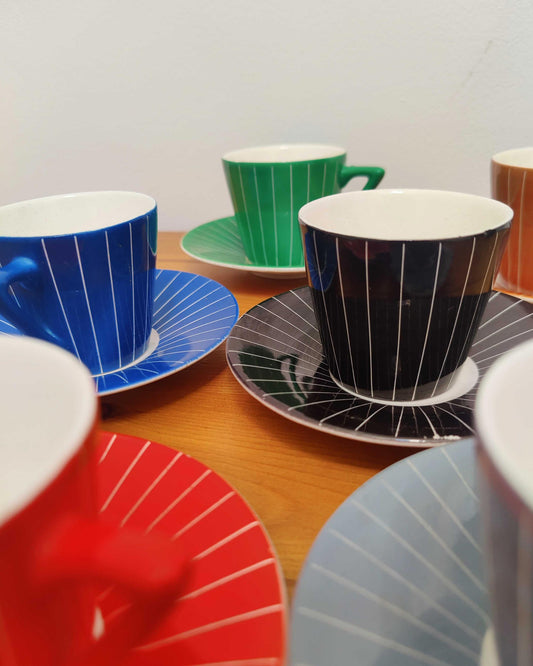 Granit Hungary Multicolour Cup & Saucer Set - Six Colours, Original Box c.1960