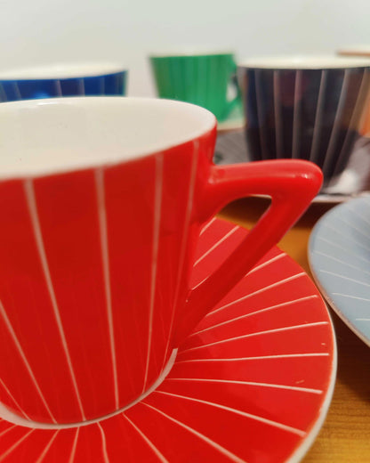 Granit Hungary Multicolour Cup & Saucer Set - Six Colours, Original Box c.1960