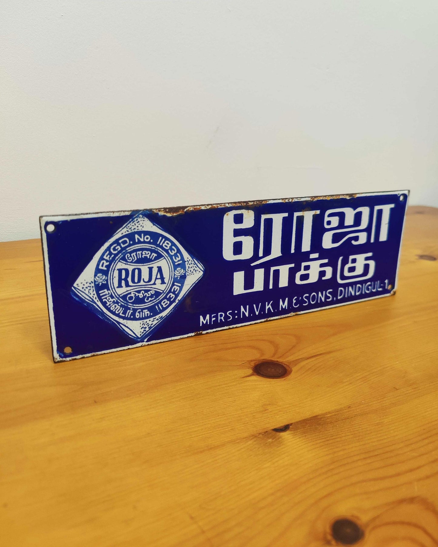 Roja Pakku Vitreous Enamel Advertising Sign - Tamil Nadu, India, c.1960