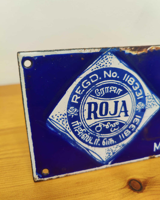 Roja Pakku Vitreous Enamel Advertising Sign - Tamil Nadu, India, c.1960