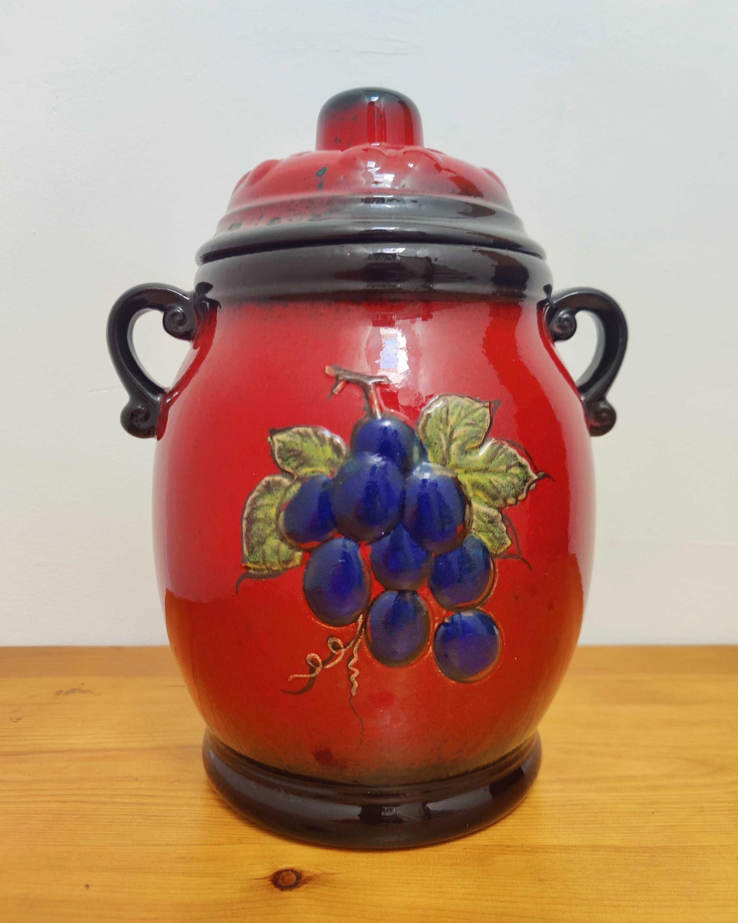 Scheurich Keramik West German Rumtopf Preserving Jar - Volcanic Red Flambé Glaze, Model 865-31, c.1970