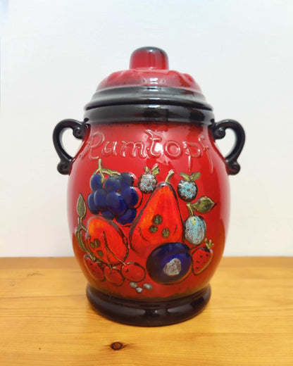 Scheurich Keramik West German Rumtopf Preserving Jar - Volcanic Red Flambé Glaze, Model 865-31, c.1970