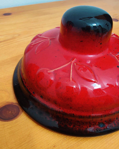 Scheurich Keramik West German Rumtopf Preserving Jar - Volcanic Red Flambé Glaze, Model 865-31, c.1970
