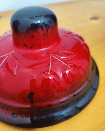 Scheurich Keramik West German Rumtopf Preserving Jar - Volcanic Red Flambé Glaze, Model 865-31, c.1970