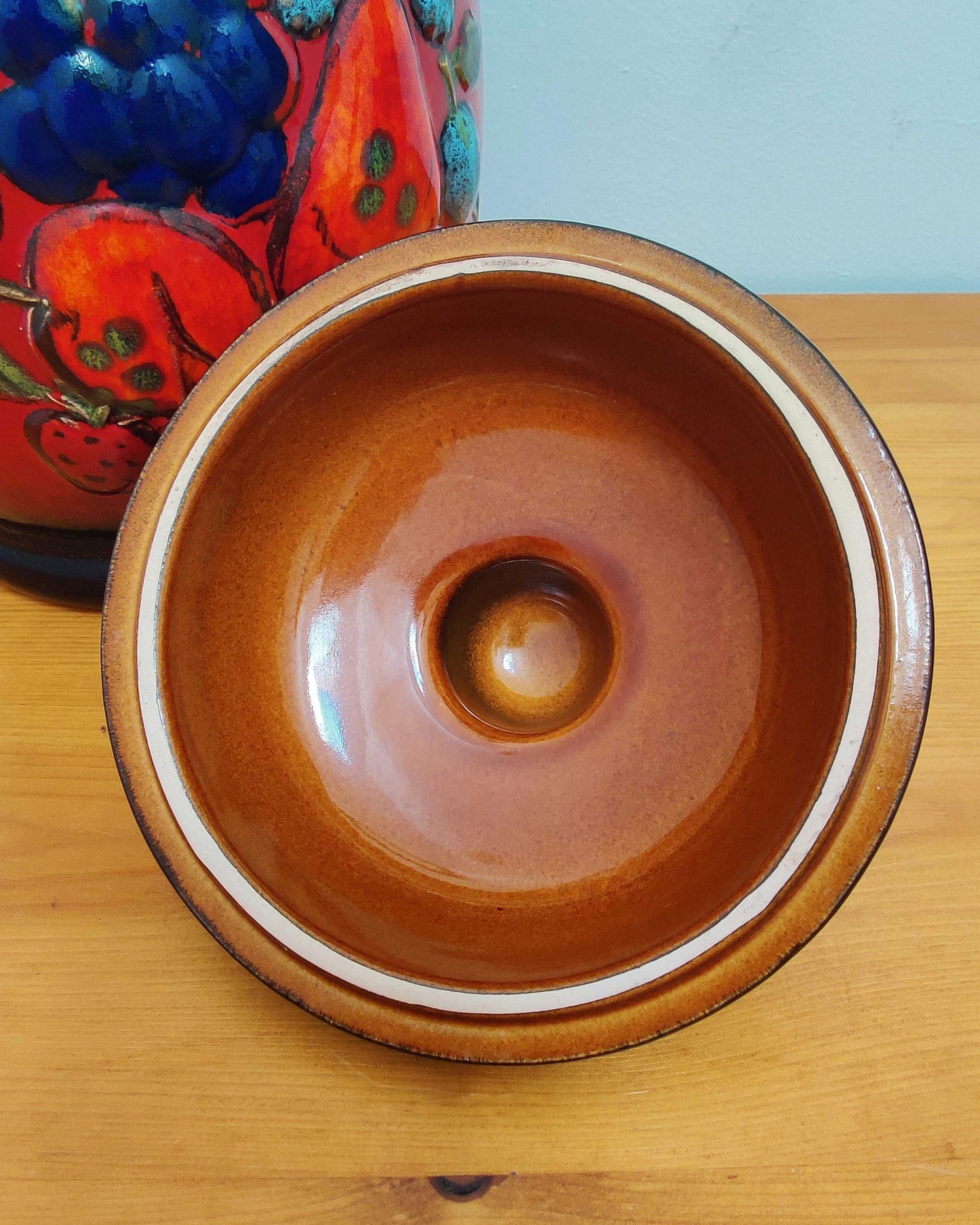 Scheurich Keramik West German Rumtopf Preserving Jar - Volcanic Red Flambé Glaze, Model 865-31, c.1970