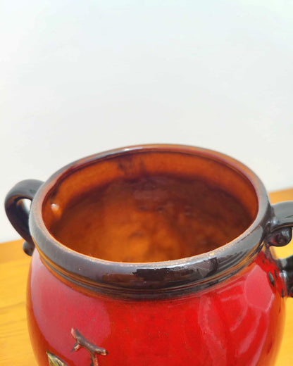 Scheurich Keramik West German Rumtopf Preserving Jar - Volcanic Red Flambé Glaze, Model 865-31, c.1970