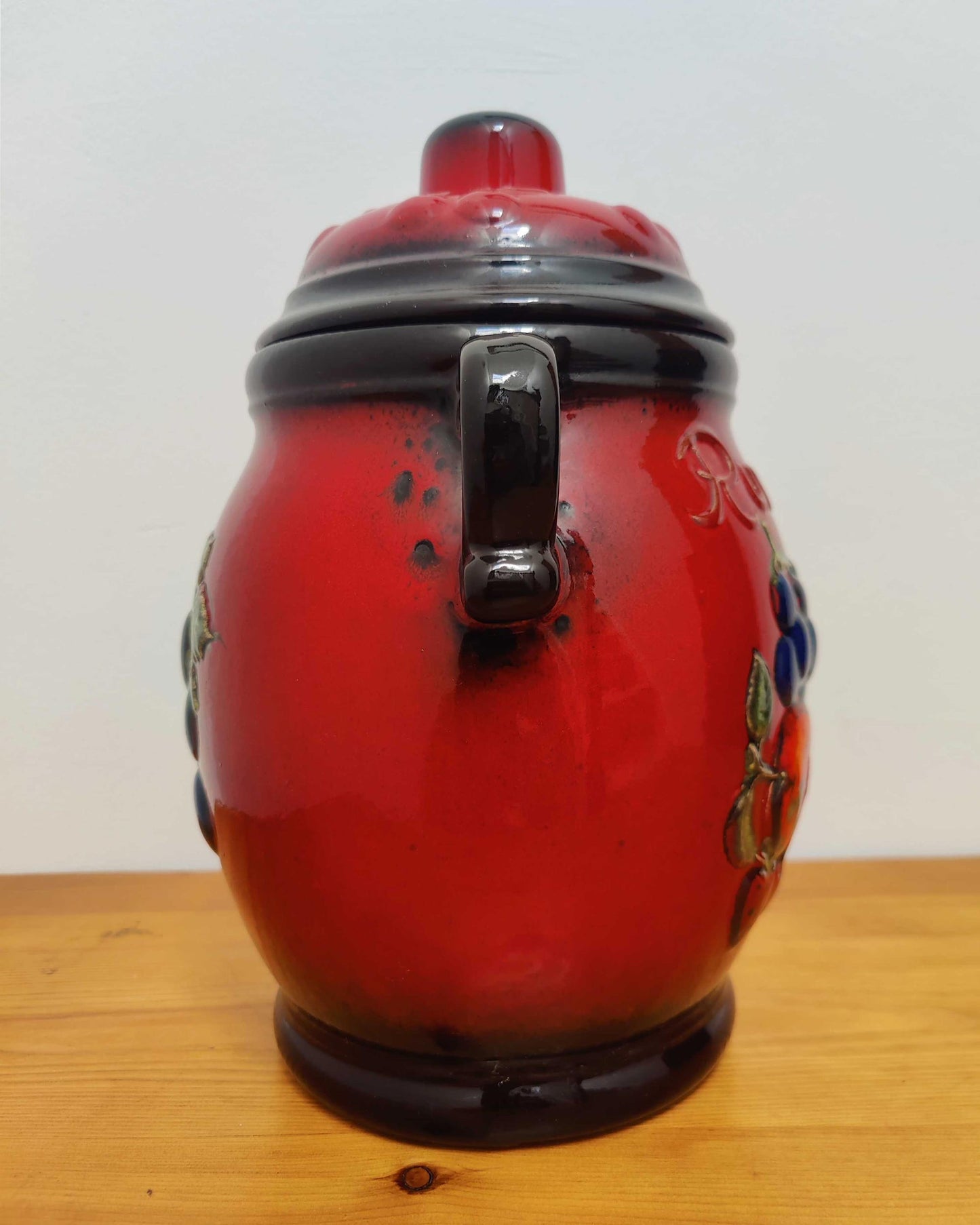 Scheurich Keramik West German Rumtopf Preserving Jar - Volcanic Red Flambé Glaze, Model 865-31, c.1970