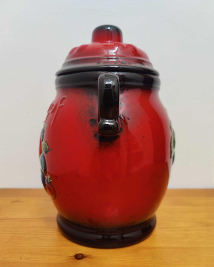 Scheurich Keramik West German Rumtopf Preserving Jar - Volcanic Red Flambé Glaze, Model 865-31, c.1970